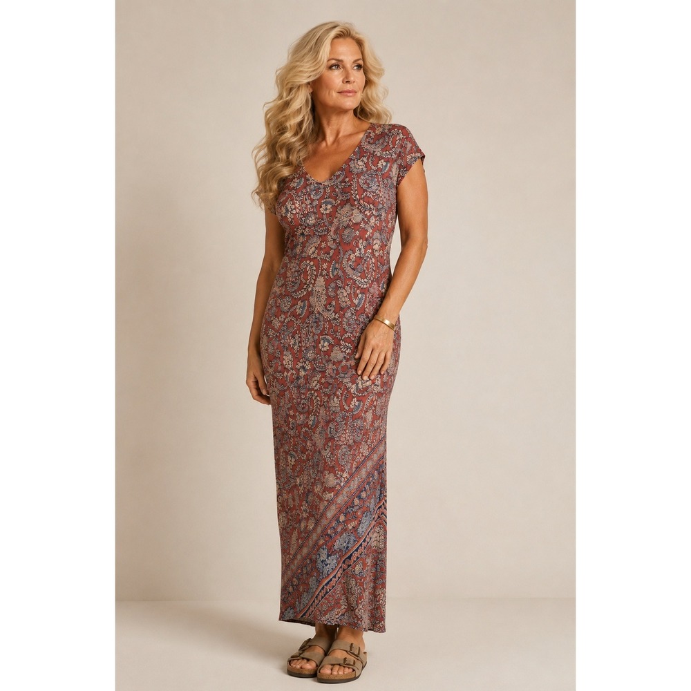 Pure Jill J. Jill Paisley Long Maxi Dress Boho Coastal Plus Size Large